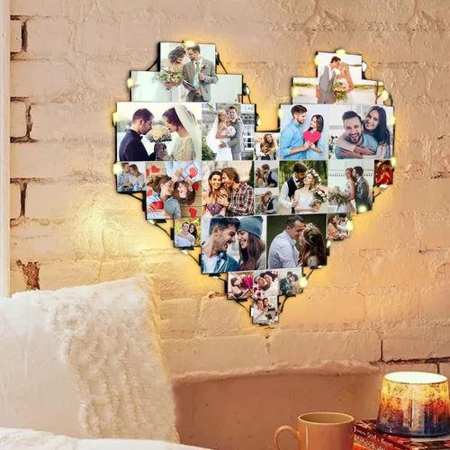 Miniatura 4 de Alice - Lámpara de fotos personalizada con forma de corazón grabada con 15 fotos para el día de la madre, regalo para la nueva mamá o madre
