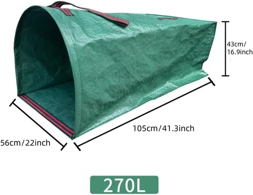 Miniatura 2 de Bolsa colectora de hojas plegable de 71 galones, contenedor reutilizable para jardín y bolsa de hojas para cuidado del césped y jardinería, bolsa
