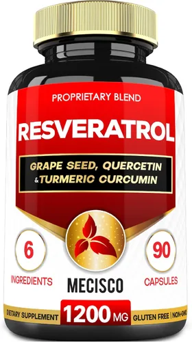 Mecisco Suplemento de resveratrol trans con semilla de uva, cardo mariano y más - Resveratrol - 6 soportes herbales para el sistema inmunológico, la