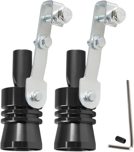 Silbato universal negro para tubo de escape, simulador de sonido turbo, universal, silenciador, XL, 2 unidades, compatible con motocicleta, camión,