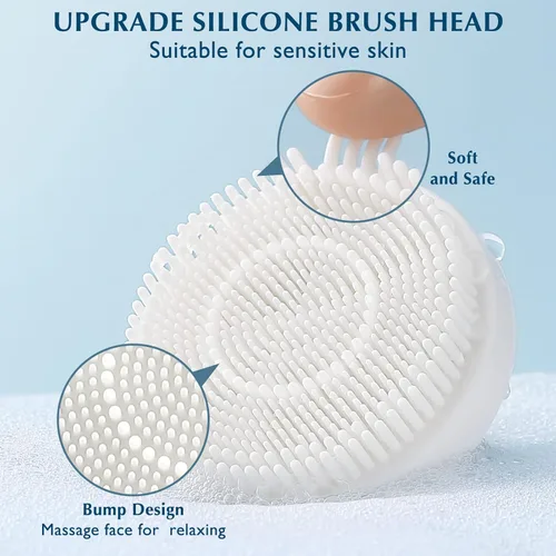 Miniatura 6 de COSLUS Cepillo de Limpieza Facial Exfoliador Facial de Silicona: Dispositivo de Masaje Rotatorio Exfoliante Eléctrico 7 en 1 FBS-D Impermeable Azul