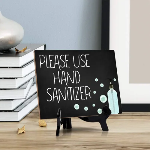 Miniatura 2 de Signs ByLITA Please Use desinfectante de manos, letrero de mesa de higiene, 6 x 8 pulgadas (negro)