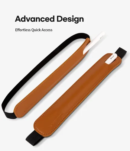 Miniatura 3 de Goospery Soporte para lápices compatible con Apple Pencil (1ª y 2ª generación) Funda de piel sintética, accesorios de bolsillo, banda elástica, Negro