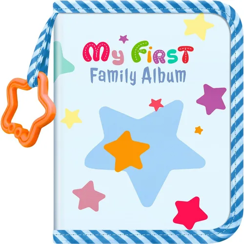 Fintie Álbum de fotos de bebé 4x6 pulgadas, 18 fotos Mi primer álbum de familia con cubierta de tela suave y gancho para recuerdos de recién
