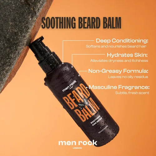 Miniatura 2 de Men Rock Bálsamo calmante para barba - Oak Moss - Acondicionador para barba sin enjuague para hombres - Productos para el cuidado de la piel