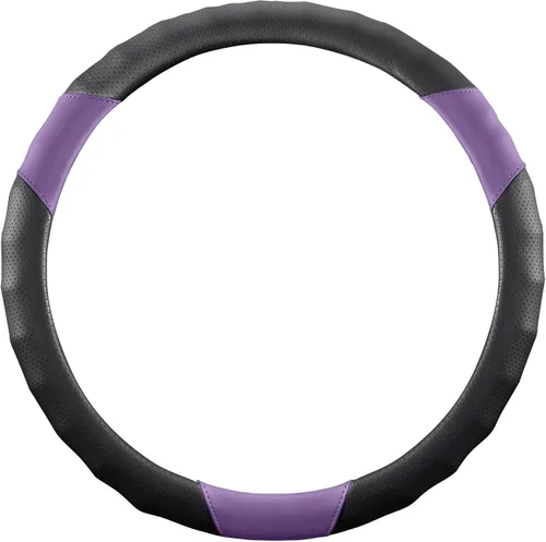 Miniatura 8 de Funda para volante, universal de 15 pulgadas, protector de volante de cuero sintético antideslizante, transpirable y compatible con calefacción