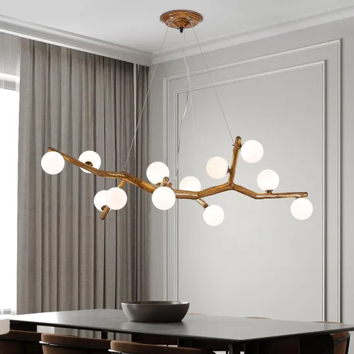 Miniatura 12 de Lámpara de Araña Moderna de Techo de 28.7 pulgadas, Lámpara de Araña Sputnik de 8 Luces de Resina de Mediados de Siglo sobre Mesa, Candelabros