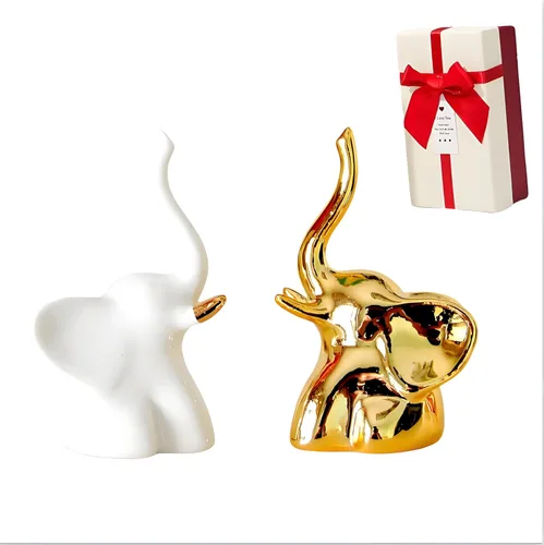 Decoración del hogar para estantes, estatuas de elefante, 1 par, pequeños detalles decorativos para estantes, mesa de oficina, estantería,