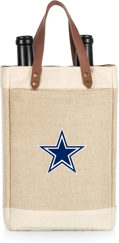 Miniatura 21 de PICNIC TIME NFL Pinot - Jute 2 Bottle Insulated Wine Bag - Wine Tote Bag - Wine Gift Bag, (Beige)