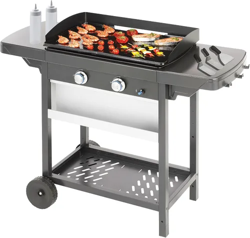 Miniatura 4 de Tiger Chef Kit de 5 accesorios de herramientas de parrilla de grado comercial para parrilla, espátula de acero inoxidable, raspador de picadora, 2
