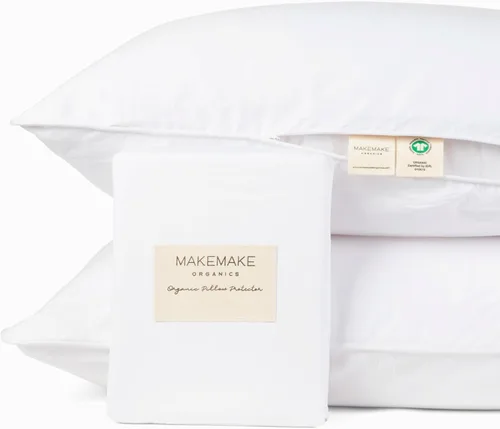 Miniatura 9 de MakeMake Organics Juego de 2 fundas de almohada orgánicas de algodón orgánico con certificación GOTS, con cremallera, transpirable, no tóxica, se