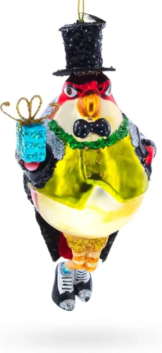 Miniatura 2 de Adorno navideño de cristal con diseño de pingüino en sombrero negro