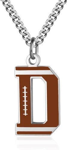 AIAINAGI Collar de letras de fútbol Colgante de fútbol para hombre, cadena de plata de acero inoxidable, regalo personalizado de 22 pulgadas