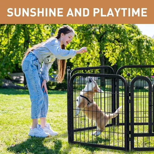 Miniatura 4 de Corralito de metal para perros, 24 pulgadas de altura, 16 paneles, valla ideal para perros grandes, medianos y pequeños, para interiores