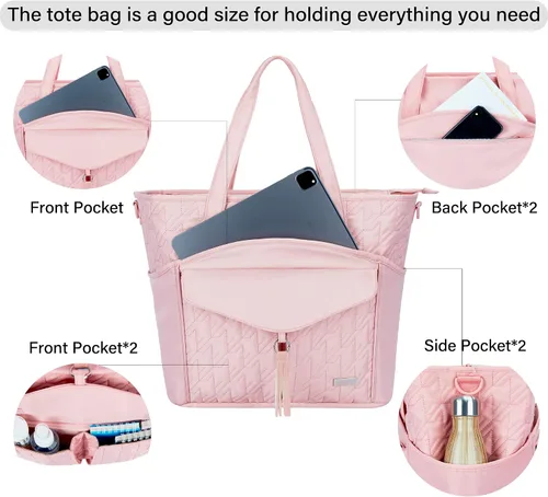 Miniatura 5 de Bolsa de mano para profesores de utilidad para mujeres, bolsas de trabajo acolchadas grandes para enfermeras con bolsillos para laptop de 15.6