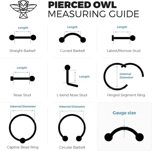 Miniatura 6 de Pierced Owl - 14G G23 Implant Grade Solid Titanium PVD Plated Internally Threaded Nipple Barbells, Sold as a Pair