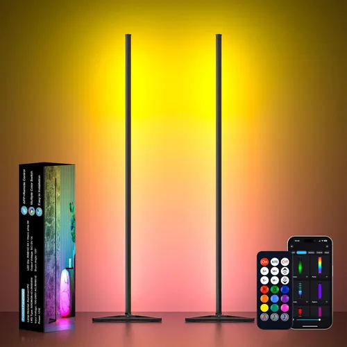 Miniatura 11 de MIHEAL Lámpara de pie de esquina – Lámpara de esquina LED RGB inteligente con aplicación y control remoto, 16 millones de colores y más de 68 Blanco