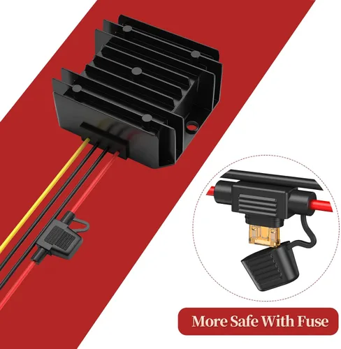 Miniatura 4 de Convertidor de 12 V a 5 V 10 A 50 W, convertidor de 24 V a 5 V con fusible impermeable y bloque de terminales de cable, convertidor Buck de 24 V a 5