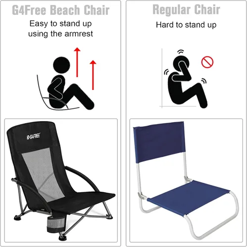 Miniatura 5 de G4Free Silla de playa plegable portátil mochila de playa silla de camping para adultos con respaldo de malla