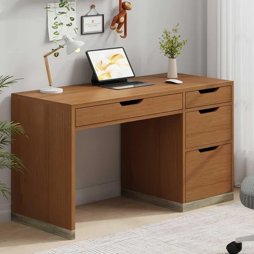 Escritorio pequeño de 48 pulgadas con 4 cajones, escritorio de computadora con archivador de almacenamiento para dormitorio, escritorio de oficina