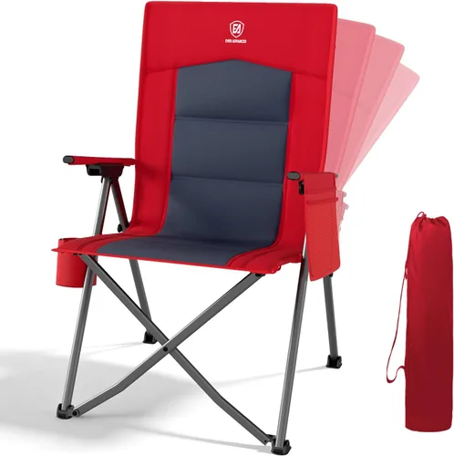 Miniatura 17 de EVER ADVANCED Sillas de campamento reclinables para adultos, ligeras, silla reclinable plegable con respaldo ajustable, sillas de salón de 4 Negro