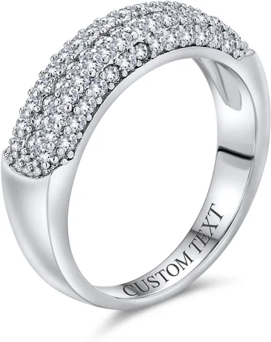 Miniatura 3 de Anillo de boda personalizado con circonita cúbica AAA para mujer, chapado en oro rosa, plata de ley 925 personalizable
