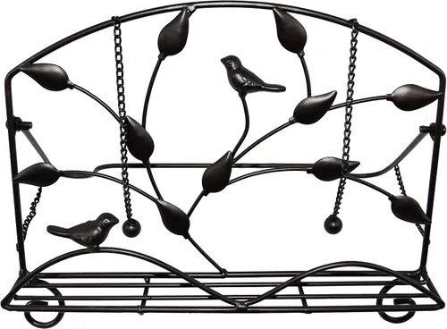 Miniatura 2 de OwlGift Soporte clásico para libros de cocina con diseño de hojas de metal y brida de hierro fundido, soporte decorativo para recetas para cocina