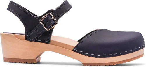 Sandgrens Zuecos de madera sueca hechos a mano para mujer, sandalias de tacón bajo | Zaragasso