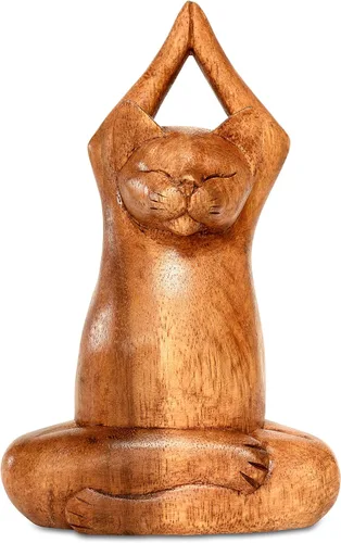 Miniatura 10 de G6 Collection Estatua de yoga de gato siamés tallada a mano de 8 pulgadas, escultura de estatua de yoga hecha a mano, decoración del hogar