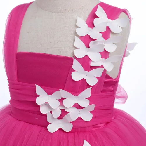 Miniatura 5 de Vestido de tutú con lentejuelas y lazo alto y bajo, vestido de pétalos de encaje, princesa, concurso, boda, fiesta de cumpleaños, vestido formal