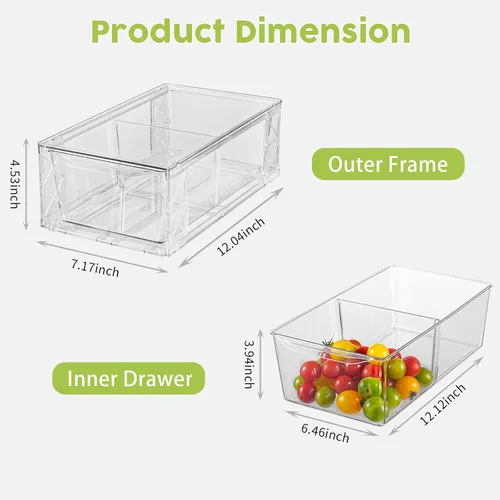 Miniatura 2 de Almacenamiento de cajones de plástico, paquete de 6 cajones de almacenamiento apilables transparentes, contenedores de almacenamiento de acrílico