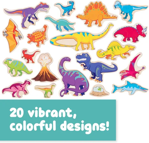 Miniatura 3 de Imanes de madera Spark & Wow Dinosaurios Imanes para niños de 2 años en adelante Juego de imaginación abierta Se adhieren a neveras
