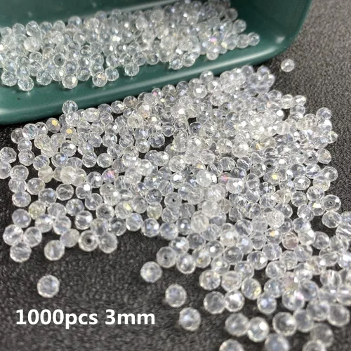 Miniatura 5 de 1000 cuentas de cristal de 0.118 pulgadas, cuentas de cristal de Rondelle facetadas, transparente AB