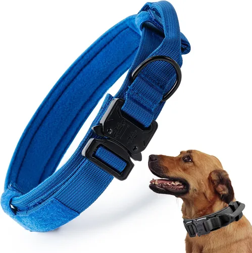 Miniatura 19 de Collar táctico para perro, collar ajustable de nailon para entrenamiento militar con mango de control y hebilla metálica de liberación rápida pesada