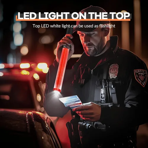 Miniatura 3 de E-riding 10 varitas de tráfico de señal de 21 pulgadas, varita de control de tráfico con LED blanco en la parte superior, luz de tráfico