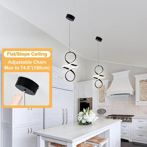 Miniatura 6 de MAYNA Lámpara Colgante LED en Espiral, Candelabro LED Moderno de 18W, 4000K Lámpara Colgante de Altura Ajustable para Cocina, Sala de Estar