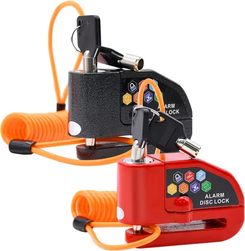 Miniatura 8 de Set de Candado de Disco con Alarma, Candado de Freno, Antirrobo Impermeable 110 dB con Pasador de 7 mm y Cable de Recordatorio de 1.5 m