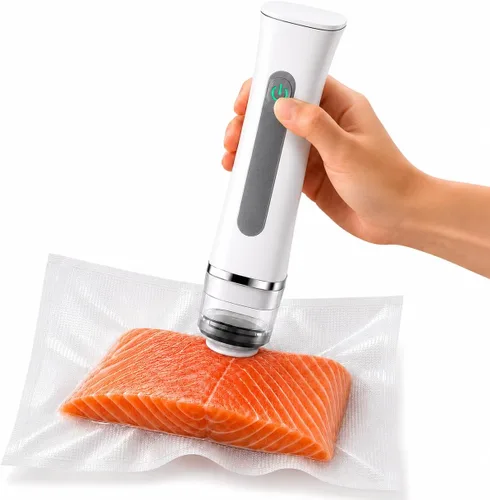 Sellador al vacío de mano para alimentos, sellador al vacío inalámbrico portátil compacto con 30 bolsas reutilizables, sellador de alimentos de un