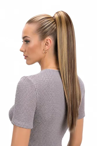 Miniatura 15 de CAISHA Extensiones de clip de cola de caballo de 20 pulgadas con pinza de mariposa recta rubio mezcla H55