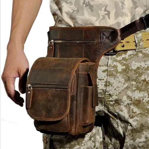 Miniatura 5 de Leathario - Bolsa de piel auténtica para hombre, bolsa de herramientas para la pierna táctica, bolsa de pierna, bolsa de riñonera para el muslo