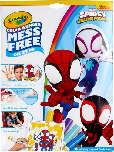 Crayola Spiderman Color Wonder - Juego de 18 páginas para colorear sin desorden para niños pequeños, juguetes de Spiderman, regalos para niños