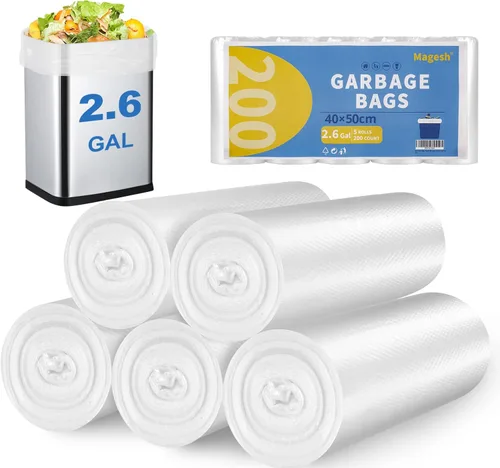Bolsas de Basura Pequeñas, Magesh Bolsas de Basura de 2.6 Galones/Bolsas de Basura, Forros Resistentes para Cestas de Basura para Baño Dormitorio