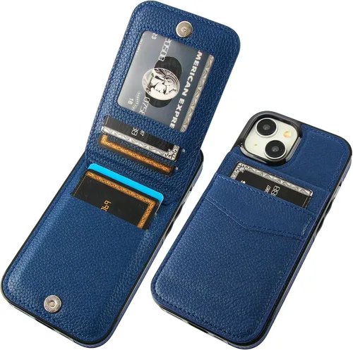 Miniatura 11 de KIHUWEY Compatible con funda tipo cartera con tapa para 15 con soporte para tarjetas de crédito, cierre magnético de cuero premium con función