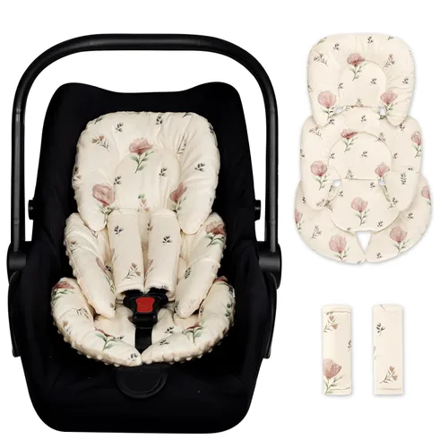 Miniatura 10 de SWESEN Inserto de asiento de automóvil infantil con 2 almohadillas para correa, soporte súper suave para la cabeza y el cuerpo del asiento