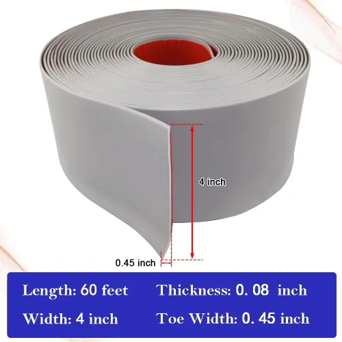 Miniatura 6 de LSGCQ Moldura Flexible para Zócalo de 4 Pulgadas x 60 Pies, Base de Pared de Vinilo Autoadhesivo, Despegar y Pegar, Base Cove de Goma, Moldura