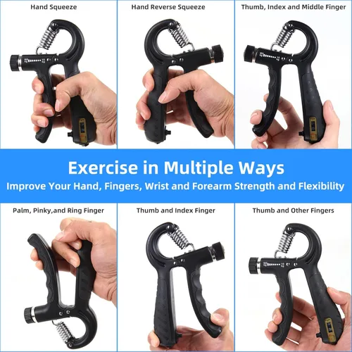 Miniatura 6 de 2 piezas de entrenador de fuerza de agarre con resistencia ajustable de 22-220 libras (10-100 kg), agarre de mano, fortalecedor de antebrazo