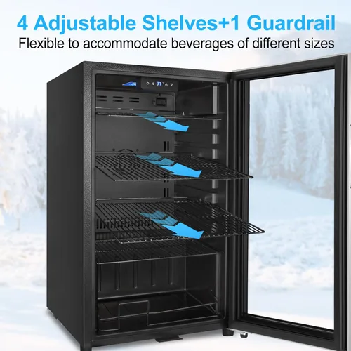 Miniatura 5 de Refrigerador de bebidas para 126 latas, mini refrigerador de bebidas pequeño enfriador de bebidas de acero inoxidable con puerta de vidrio y Acero