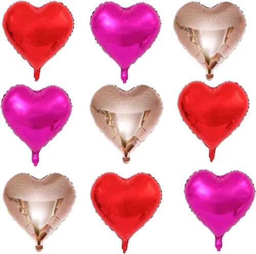 Miniatura 10 de Giga Gud 30 globos de papel de aluminio, de 18 pulgadas, rosa intenso y rosa macarrón, con tema de amor, perfectos para proponer matrimonio, boda