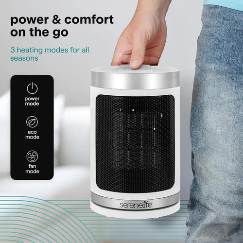 Miniatura 6 de SereneLife Calentador de espacio portátil – Calentador eléctrico de cerámica PTC de 1500 W con termostato, control remoto, temporizador de 12 horas