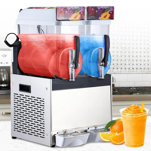 Miniatura 10 de Máquina comercial de granizados Máquina congelada de la bebida, tres tanques 12l 860w acero inoxidable, fabricante de batidos de granizado de vino
